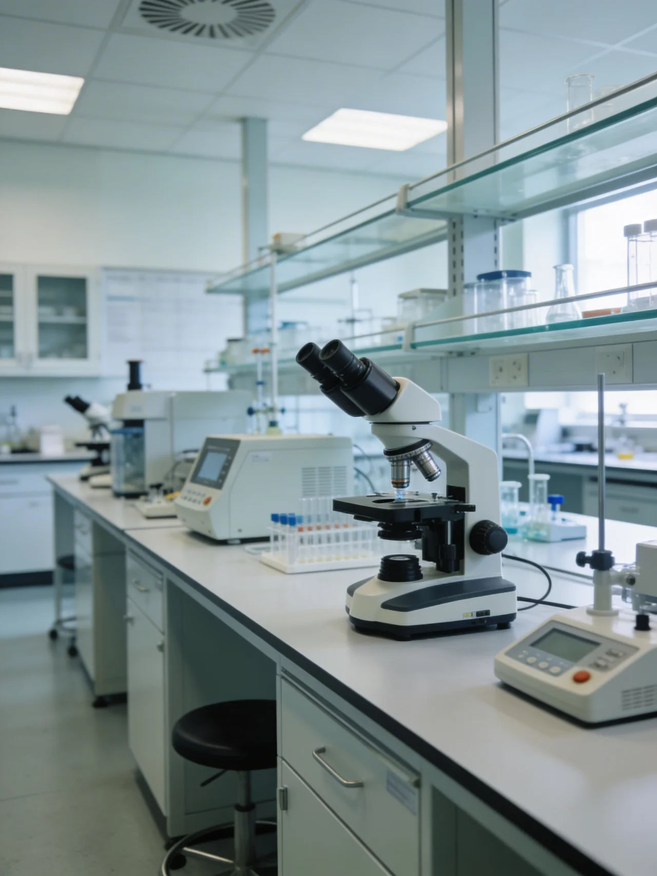 Laborarbeitsplatz mit Präzisionsmikroskop